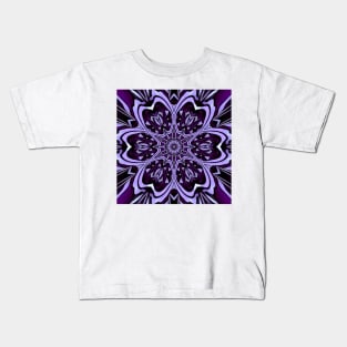 Copy of pale white and vivid purple hexagonal floral patterned design Kids T-Shirt